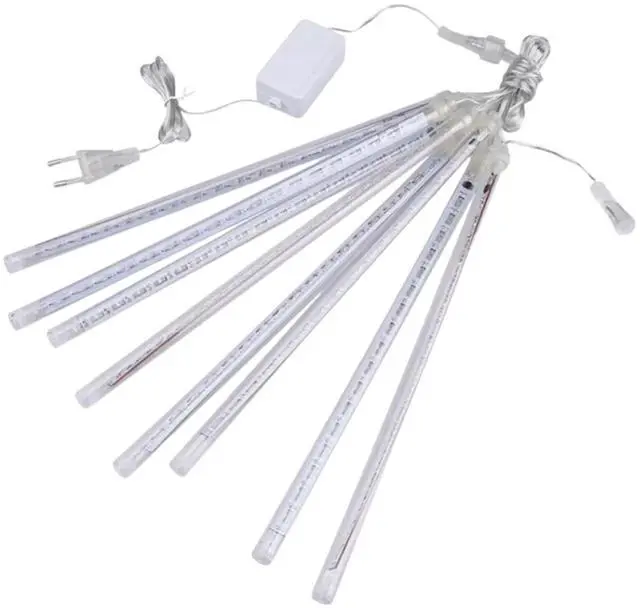 Alt view image 2 of 7 - Elegani 8-Tube 50cm Red Snowfall LED Meteor Lights  8ft Plug-In, 240 LEDs, Connectable, Indoor/Outdoor Decorative Lighting for Holiday, Tree, and Party Décor