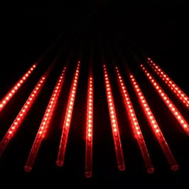 Alt view image 6 of 7 - Elegani 8-Tube 50cm Red Snowfall LED Meteor Lights  8ft Plug-In, 240 LEDs, Connectable, Indoor/Outdoor Decorative Lighting for Holiday, Tree, and Party Décor