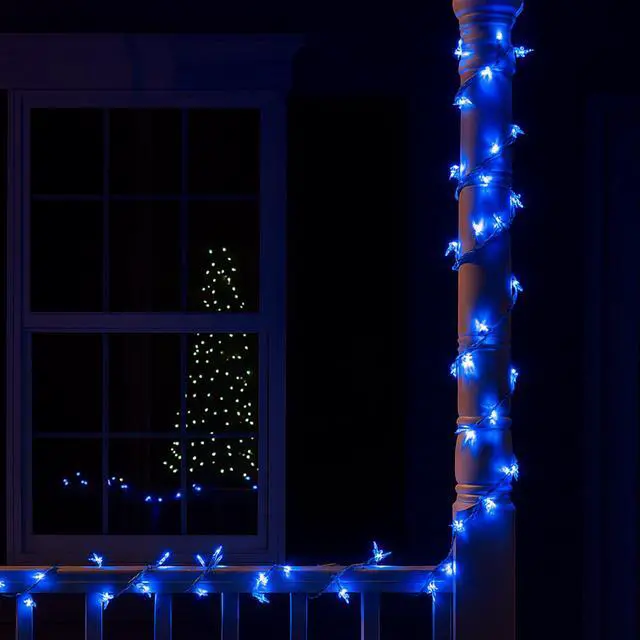 Alt view image 2 of 4 - Elegani 100 LED String Lights with Flexible Clear Wire  Blue, Indoor/Outdoor, 33ft, Waterproof, Energy Efficient, Plug-In Holiday & Party Lighting