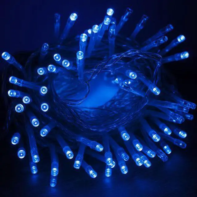 Alt view image 3 of 4 - Elegani 100 LED String Lights with Flexible Clear Wire  Blue, Indoor/Outdoor, 33ft, Waterproof, Energy Efficient, Plug-In Holiday & Party Lighting