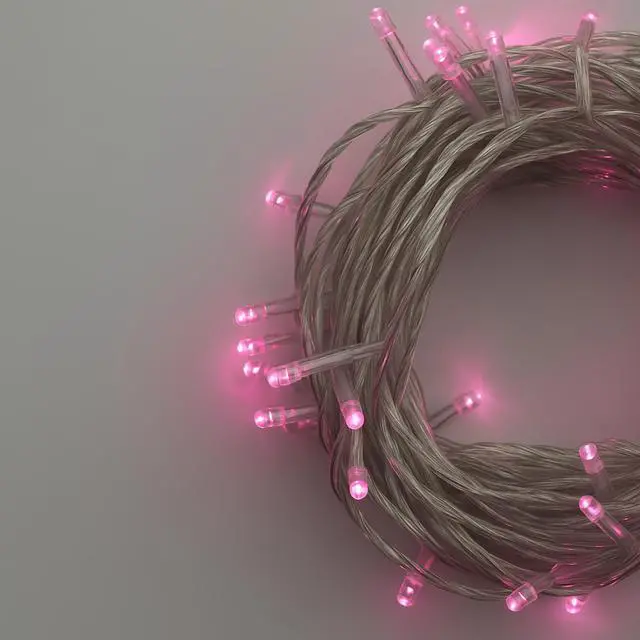 Alt view image 2 of 4 - Elegani 100 LED Pink String Lights  32ft Black Wire, 8 Lighting Modes, Indoor/Outdoor Plug-In Fairy Lights for Christmas, Parties, Bedroom, Patio & Holiday Decor-Pink