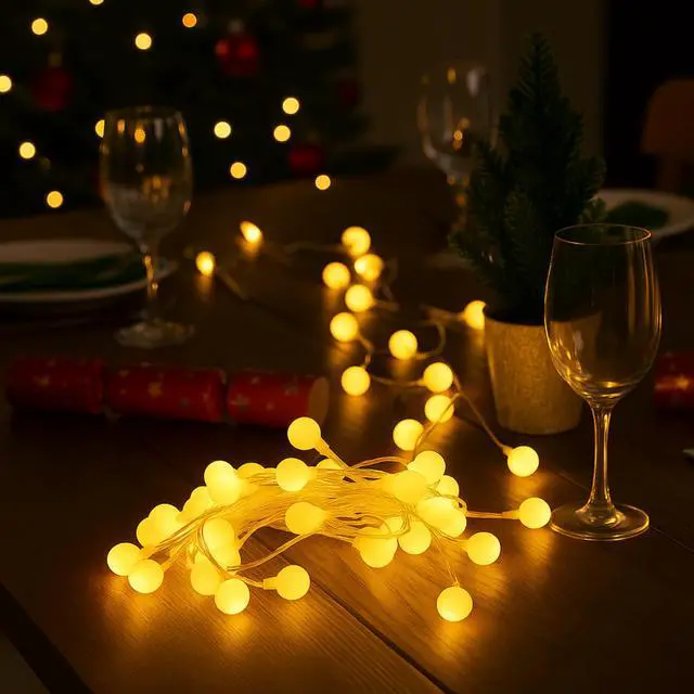 Alt view image 5 of 6 - Elegani 50 LED Warm White String Light Bulbs with Connector  16ft Plug-In, 8 Lighting Modes, Indoor/Outdoor Decorative Lighting for Holiday, Party, and Home Décor