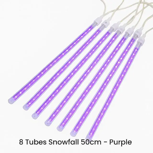 Alt view image 4 of 5 - Elegani 8-Tube Snowfall Lights  50cm Purple LED Meteor Shower Lights, Indoor/Outdoor, Waterproof, Plug-In, Holiday & Party Decoration