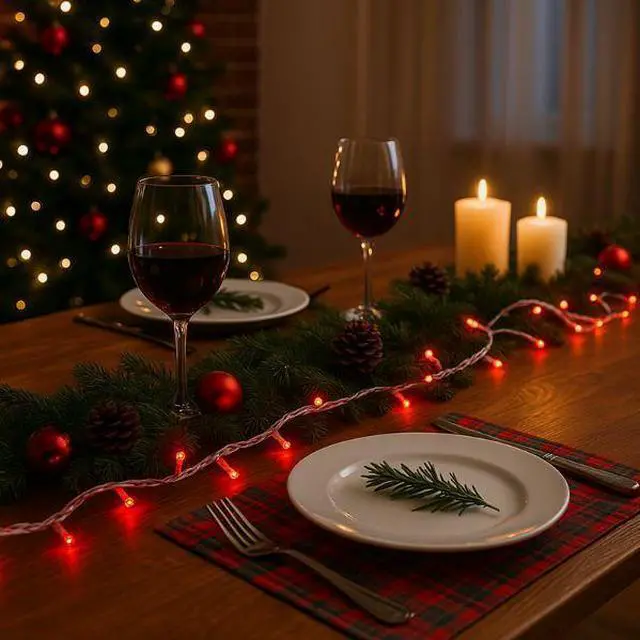 Alt view image 4 of 4 - Elegani 100 LED Red String Lights  32ft Black Wire, 8 Lighting Modes, Indoor/Outdoor Plug-In Fairy Lights for Christmas, Parties, Bedroom, Patio & Holiday Decor-Green