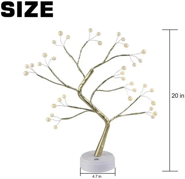 Alt view image 2 of 5 - Elegani 60 LED Warm White Tree Lights Bulbs  20" Height, Flexible Branches, Indoor Decorative Lighting for Holiday, Wedding, Party, and Home Décor