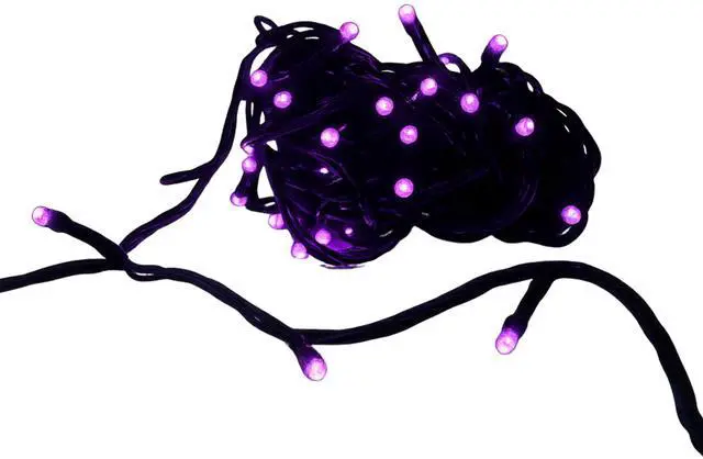 Alt view image 4 of 7 - Elegani 100 LED String Lights with Connector  Purple Lights on Green Wire, Indoor Outdoor Waterproof Holiday Lighting-32ft