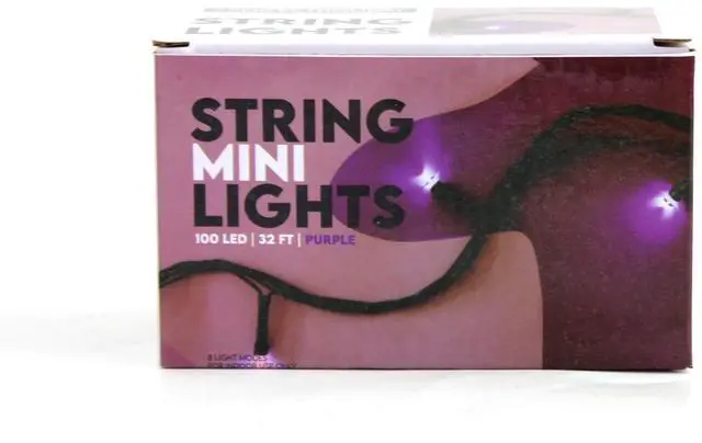 Alt view image 3 of 7 - Elegani 100 LED String Lights with Connector  Purple Lights on Green Wire, Indoor Outdoor Waterproof Holiday Lighting-32ft