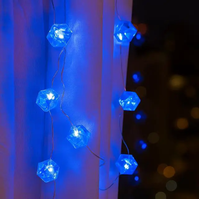Alt view image 5 of 6 - Elegani 10 LED Crystal String Lights  4.9ft Cool Blue, Clear Wire, Indoor Decorative Fairy Lights for Bedroom, Party, Wedding, and Holiday Decor