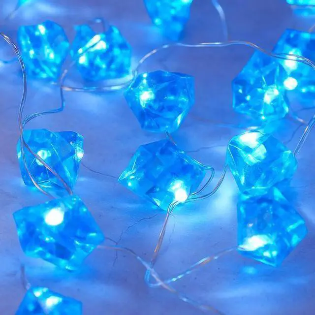 Alt view image 6 of 6 - Elegani 10 LED Crystal String Lights  4.9ft Cool Blue, Clear Wire, Indoor Decorative Fairy Lights for Bedroom, Party, Wedding, and Holiday Decor