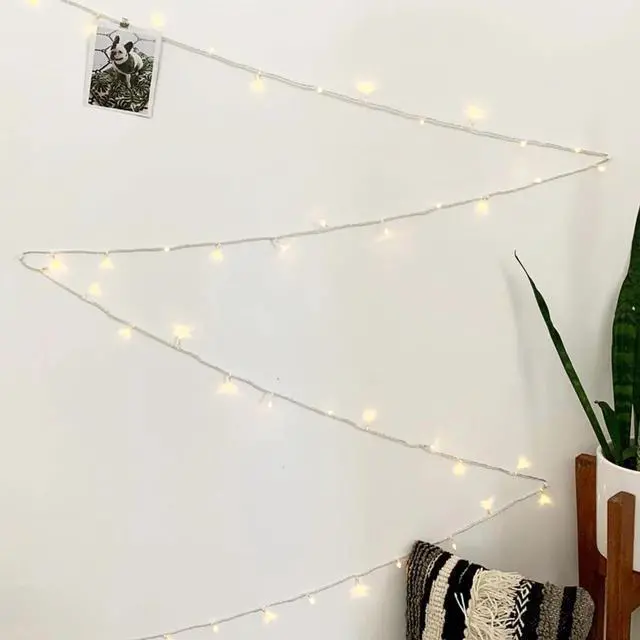 Alt view image 2 of 5 - Elegani 100 LED White String Lights  32ft Black Wire, 8 Lighting Modes, Indoor/Outdoor Plug-In Fairy Lights for Christmas, Parties, Bedroom, Patio & Holiday Decor-White