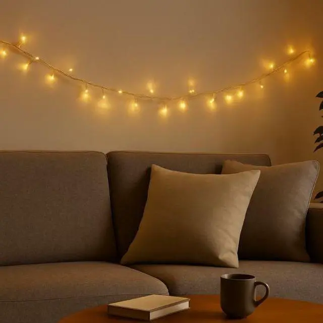 Alt view image 3 of 4 - Elegani 100 LED Warm White String Lights  32ft Black Wire, 8 Lighting Modes, Indoor/Outdoor Plug-In Fairy Lights for Christmas, Parties, Bedroom, Patio & Holiday Decor-Warm White