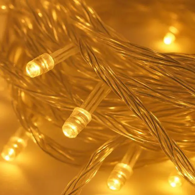 Alt view image 4 of 4 - Elegani 100 LED Warm White String Lights  32ft Black Wire, 8 Lighting Modes, Indoor/Outdoor Plug-In Fairy Lights for Christmas, Parties, Bedroom, Patio & Holiday Decor-Warm White