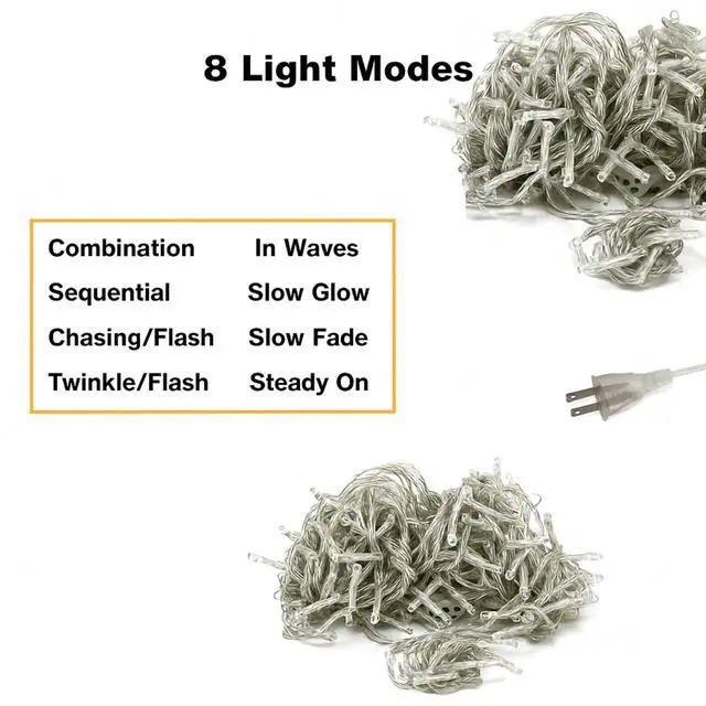 Alt view image 3 of 5 - Elegani 200 LED Cool White Curtain String Lights  6.6ft x 6.6ft Plug-In with 8 Lighting Modes, Indoor/Outdoor Use, Ideal for Bedroom, Window, Party, and Holiday Decor