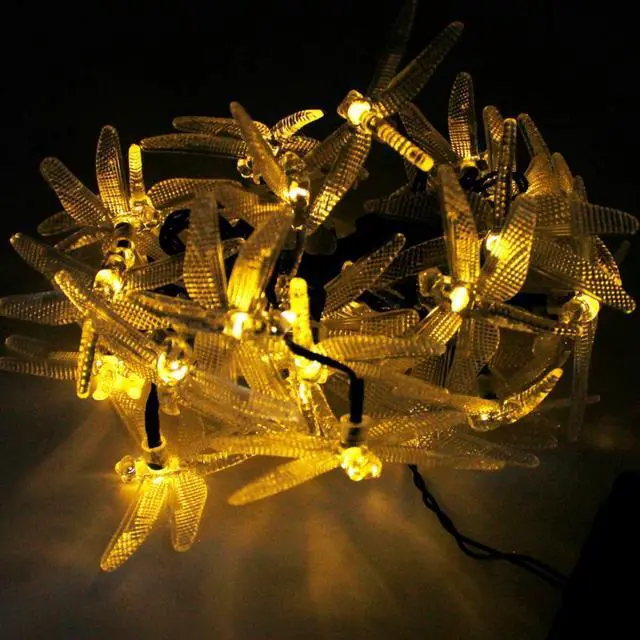 Alt view image 2 of 4 - Elegani Solar Dragonfly String Lights  30 LED Outdoor Garden Décor with 8 Light Modes-Warm White