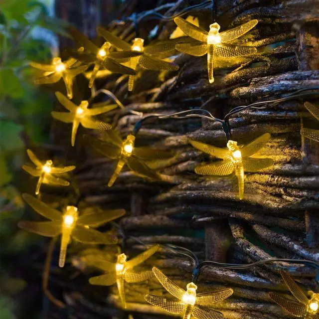 Alt view image 4 of 4 - Elegani Solar Dragonfly String Lights  30 LED Outdoor Garden Décor with 8 Light Modes-Warm White
