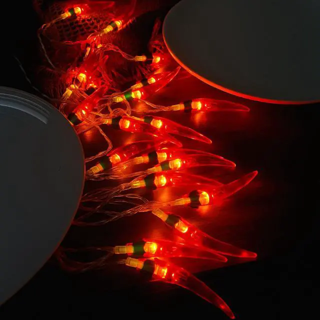 Alt view image 3 of 6 - Elegani Chili Pepper String Lights  10 Warm White LED Indoor Décor, 6ft Light Strand