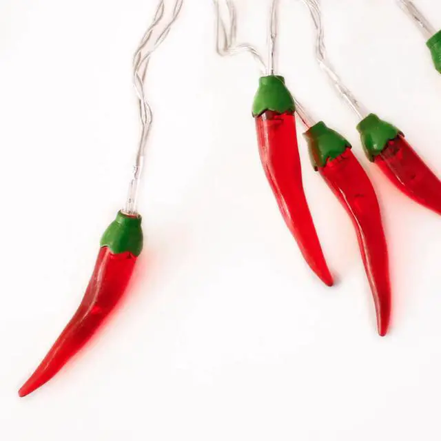 Alt view image 6 of 6 - Elegani Chili Pepper String Lights  10 Warm White LED Indoor Décor, 6ft Light Strand