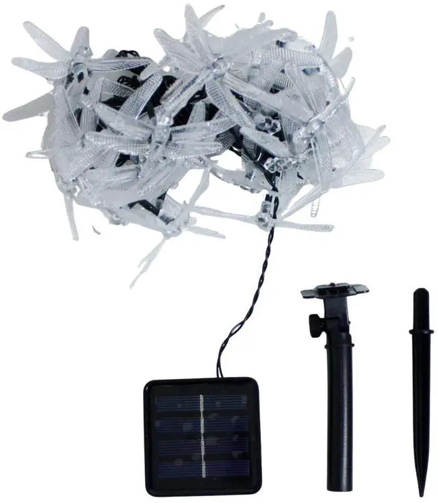 Alt view image 5 of 5 - Elegani Solar Dragonfly String Lights  30 LED Outdoor Garden Décor with 8 Light Modes-Multi Color