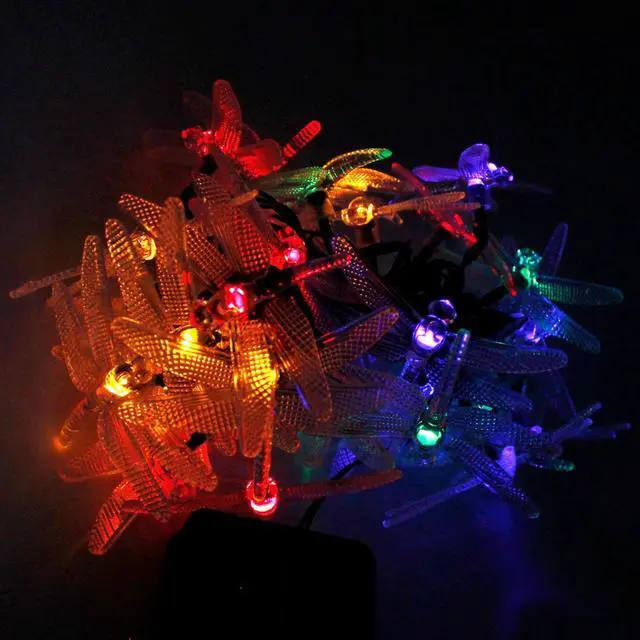 Alt view image 4 of 5 - Elegani Solar Dragonfly String Lights  30 LED Outdoor Garden Décor with 8 Light Modes-Multi Color
