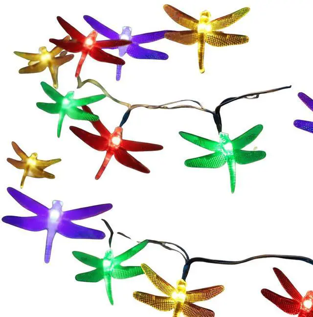 Alt view image 3 of 5 - Elegani Solar Dragonfly String Lights  30 LED Outdoor Garden Décor with 8 Light Modes-Multi Color