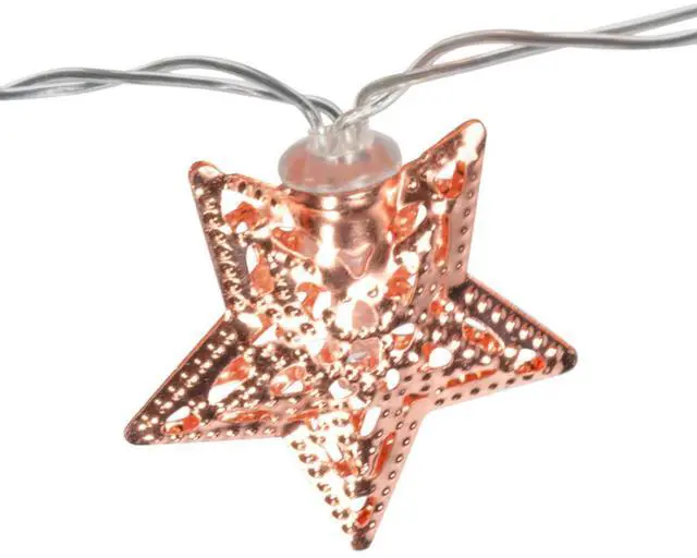 Alt view image 5 of 5 - Elegani 10 LED Rose Gold Star String Lights  Warm White Metal Star Fairy Lights  3ft Lighted Cord