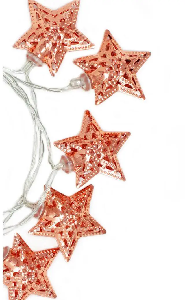 Alt view image 4 of 5 - Elegani 10 LED Rose Gold Star String Lights  Warm White Metal Star Fairy Lights  3ft Lighted Cord
