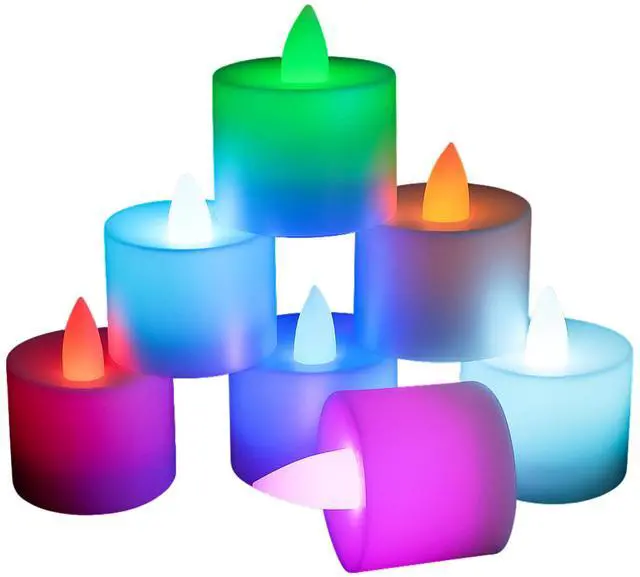 Alt view image 2 of 4 - Elegani Flameless Color Changing Tealight Candles  24 Pack LED Multi-Color Flickering Lights for Parties, Holidays, and Home Decor
