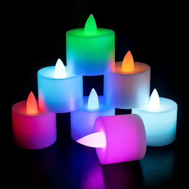 Alt view image 4 of 4 - Elegani Flameless Color Changing Tealight Candles  24 Pack LED Multi-Color Flickering Lights for Parties, Holidays, and Home Decor