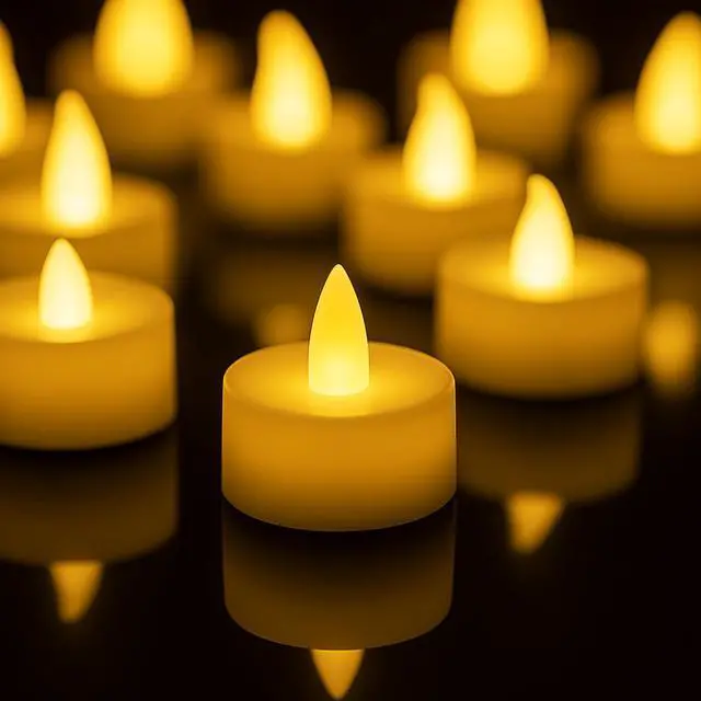 Alt view image 3 of 3 - Elegani 24 pcs Flameless Tealight Candles  Warm White LED Flickering Lights, -Free, Safe for Indoor Events and Home Décor