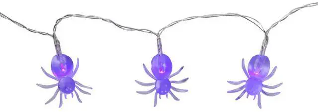 Alt view image 5 of 7 - Elegani 10 LED Spider String Lights  Purple Glow Halloween Décor  3ft Clear Wire