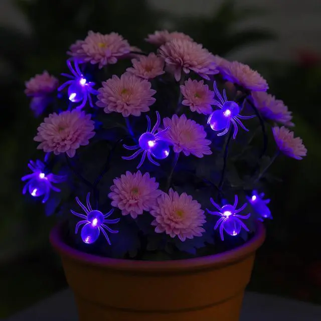 Alt view image 6 of 7 - Elegani 10 LED Spider String Lights  Purple Glow Halloween Décor  3ft Clear Wire