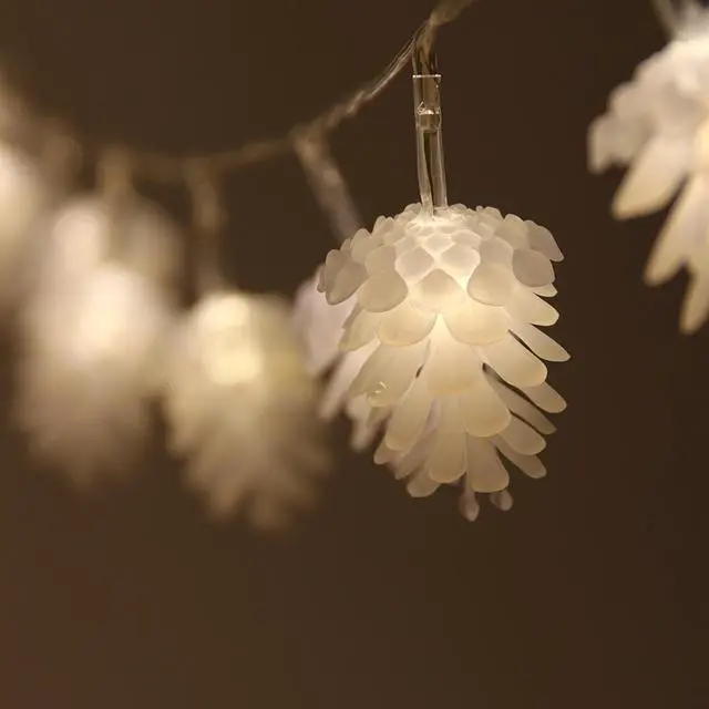 Alt view image 4 of 7 - Elegani 10 LED Pine Cone String Lights  Warm White, Soft Plastic, Indoor Outdoor Decorative Lighting