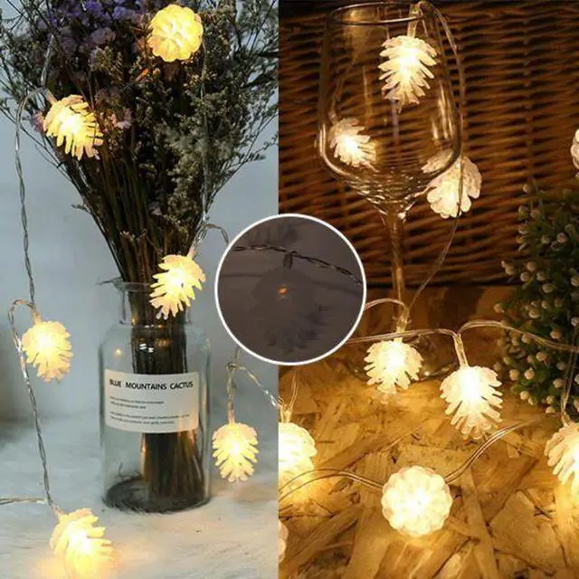 Alt view image 7 of 7 - Elegani 10 LED Pine Cone String Lights  Warm White, Soft Plastic, Indoor Outdoor Decorative Lighting