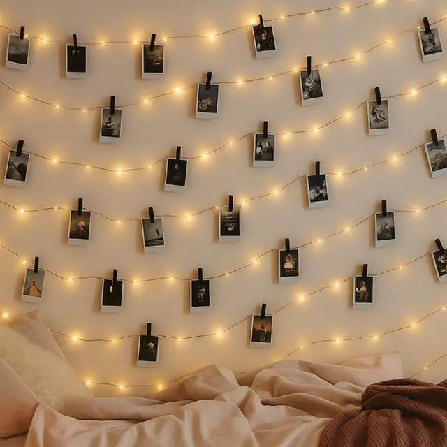 Alt view image 5 of 5 - Elegani 36 LED Matte Black Photo Clip String Light  13FT Display Light with Warm White Glow for Bedroom, Wall Décor, Dorm, Headboard or Office