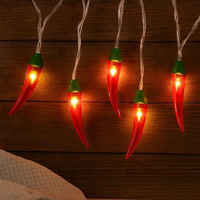 Alt view image 4 of 4 - Elegani 20 LED Chili Pepper String Lights  Warm White Indoor Outdoor Decorative Lighting