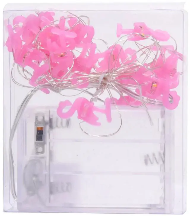 Alt view image 2 of 5 - Elegani 20 LED Pink Flamingo String Lights  Tropical Decor for Patio, Poolside or Indoor Use, 7 Ft