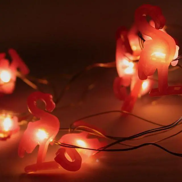Alt view image 5 of 5 - Elegani 20 LED Pink Flamingo String Lights  Tropical Decor for Patio, Poolside or Indoor Use, 7 Ft