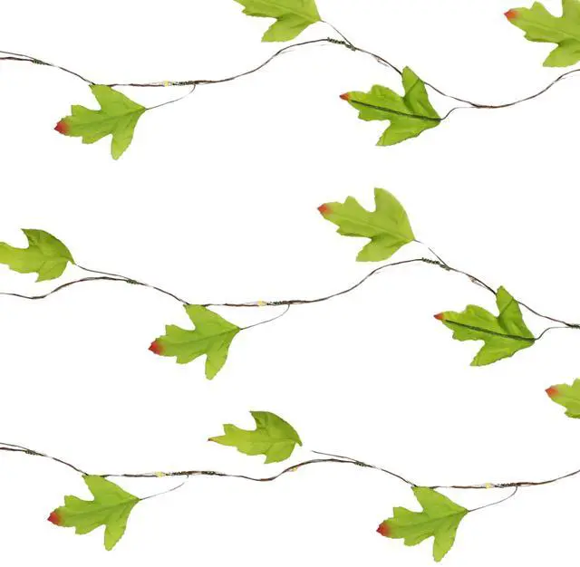 Alt view image 3 of 4 - Elegani 20 LED Maple Leaf Fairy Lights  7.7ft Green & Orange Ombre Leaves with Warm White LEDs