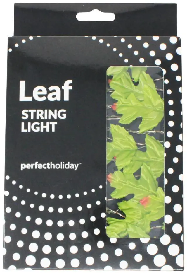 Alt view image 2 of 4 - Elegani 20 LED Maple Leaf Fairy Lights  7.7ft Green & Orange Ombre Leaves with Warm White LEDs