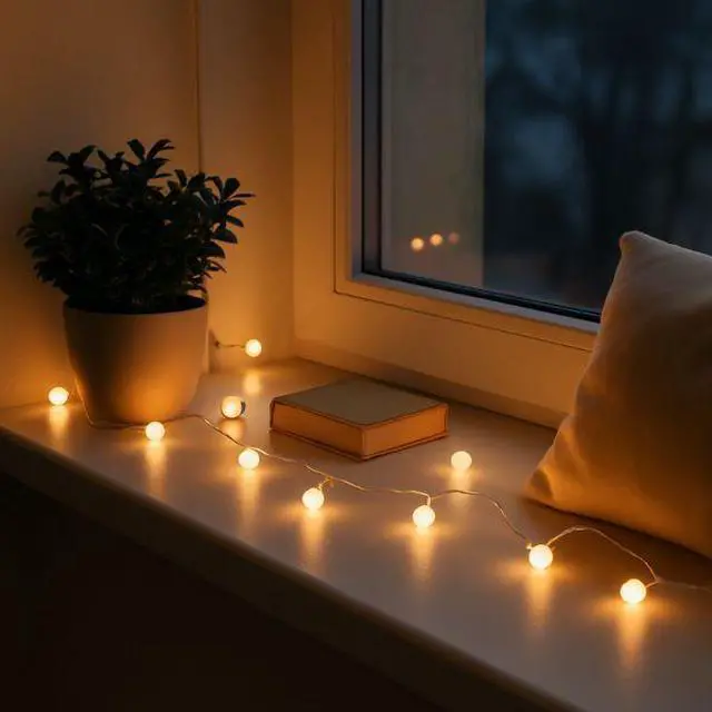 Alt view image 4 of 5 - Elegani Frosted Globe String Lights with Remote  50 LED 15.7ft Fairy Lights with 8 Lighting Modes, Warm White Indoor Outdoor Decorative String Light