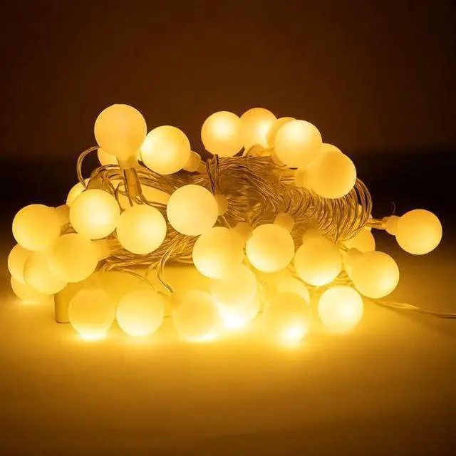 Alt view image 5 of 5 - Elegani Frosted Globe String Lights with Remote  50 LED 15.7ft Fairy Lights with 8 Lighting Modes, Warm White Indoor Outdoor Decorative String Light