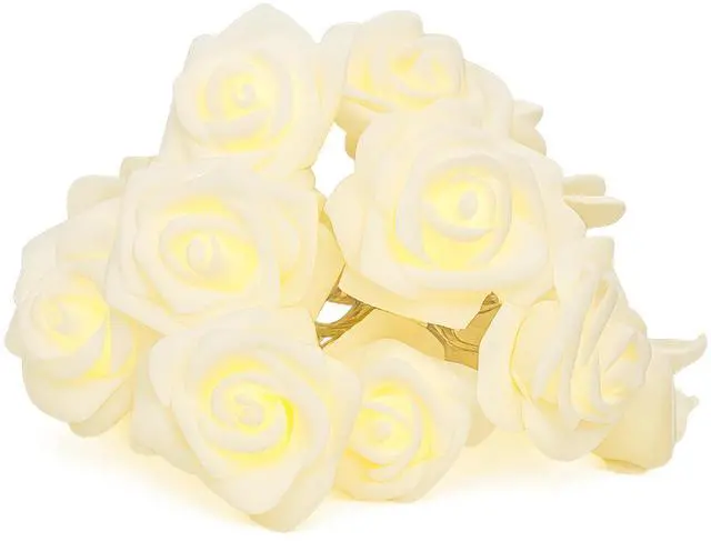 Alt view image 3 of 6 - Elegani 20 LED Warm White Rose String Lights  9.5ft Soft PE Flowers for Wedding & Home Decor