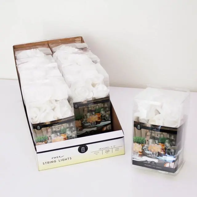 Alt view image 2 of 6 - Elegani 20 LED Warm White Rose String Lights  9.5ft Soft PE Flowers for Wedding & Home Decor