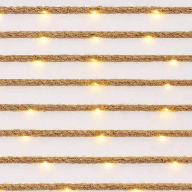 Alt view image 3 of 4 - Elegani 30 LED Rope String Lights  8ft Natural Woven Rope with Warm White Fairy Lights for Farmhouse, Wedding, and Holiday Décor
