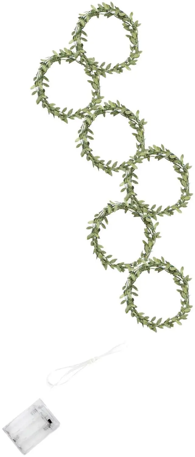 Alt view image 4 of 5 - Elegani 96 LED Green Leaf Vine Fairy Curtain Lights  5.2ft x 2ft Hanging Faux Garland Lighted Backdrop with 6 Strands, Warm White Glow, Indoor Outdoor Decorative Wall or Patio Light