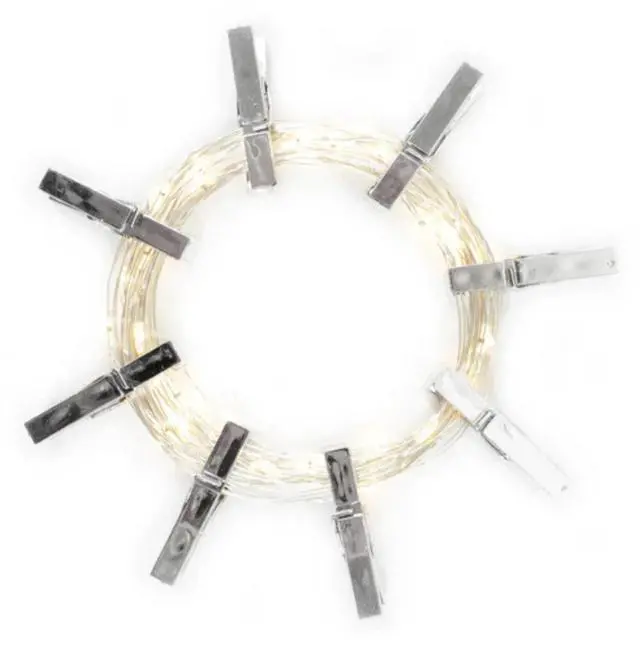 Alt view image 2 of 5 - Elegani 36 LED Silver Photo Clip String Light  13ft Warm White Decorative String Light with Metallic Silver Clips