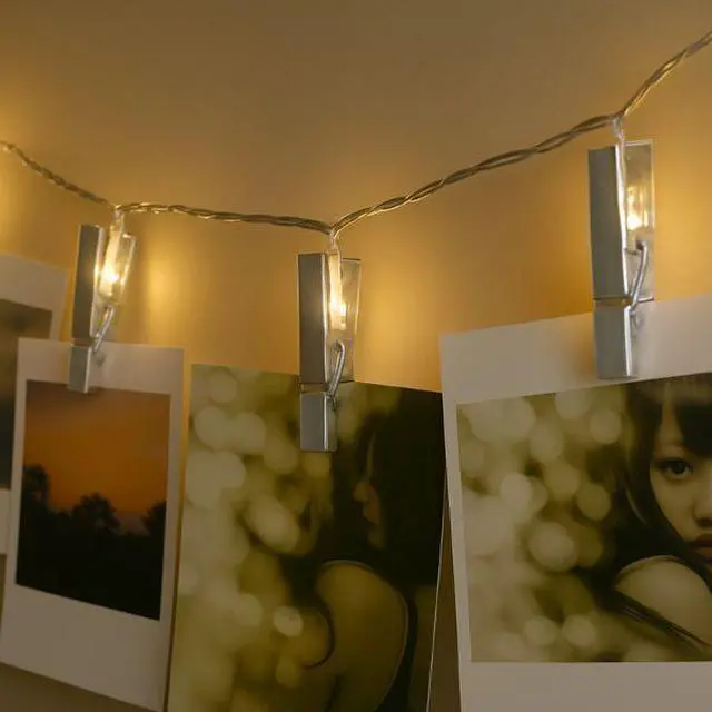 Alt view image 5 of 5 - Elegani 36 LED Silver Photo Clip String Light  13ft Warm White Decorative String Light with Metallic Silver Clips