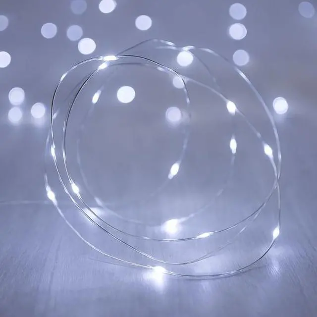 Alt view image 6 of 6 - Elegani 100 LED Warm White Fairy Lights  33 Ft Silver Copper Wire String Lights, Warm White Glow, 8 Modes, Indoor Decorative Lighting for Wedding, Bedroom, Party or Centerpieces