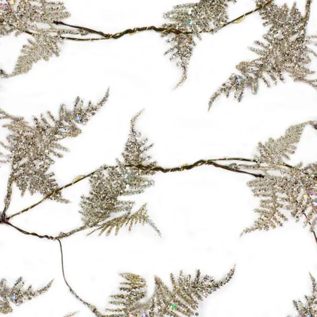 Alt view image 3 of 4 - Elegani 20 LED Gold Iridescent Glitter Fern Fairy Lights  7' Twinkle Garland with Warm White LEDs