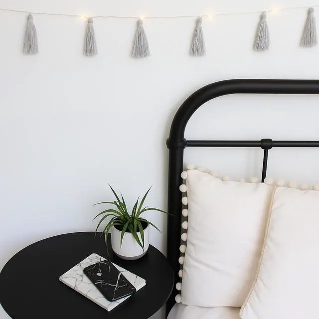 Alt view image 2 of 5 - Elegani Boho Tassel Fairy String Lights  20 LED Warm White Lights with Soft Grey Tassels, 7ft Decorative Light for Bedroom, Nursery, Dorm, or Party Décor-SMALL